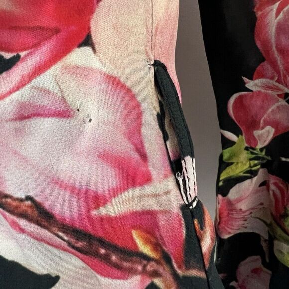 Rococo Sand Top Womens Large Floral Silk Pleated Boho Bell Sleeves Flowy Hippie - Picture 8 of 16